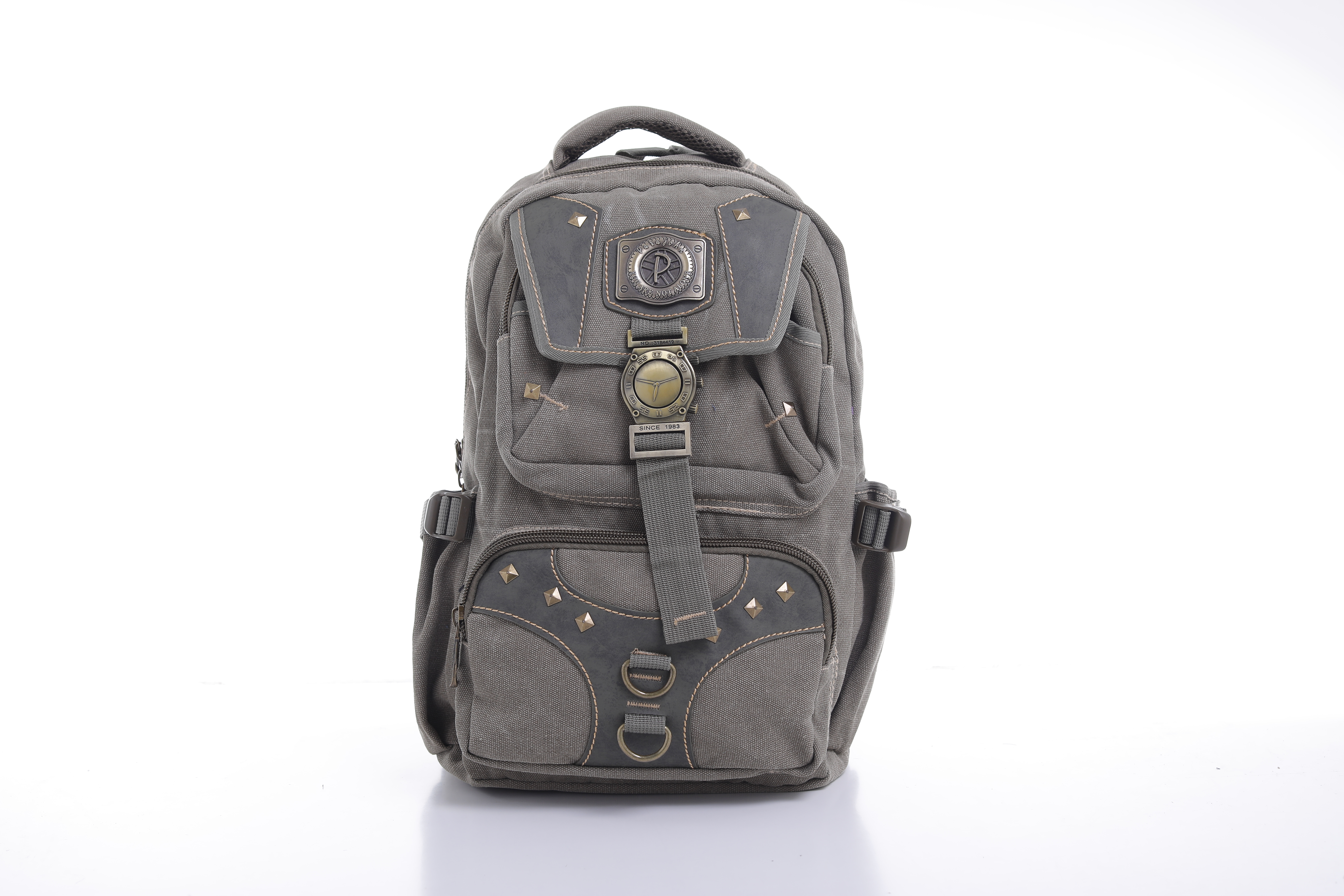 8 20'' Canvas Leather Backpack - Travel Backpack/Rucksack - Casual Daypack College Campus Bookbag - Comfortable Lightweight Travel Hiking Picnic Camping Backpack - College School Rucksack Bag