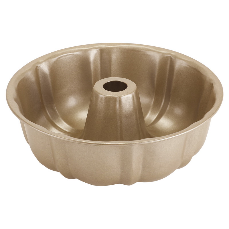 Royalford RF8801 Bundt Form Pan (Size 25.5x8 cm, 0.7 mm), Premium Gold Colour Non-Stick Round Cake Tins, Durable Cake Trays for Baking