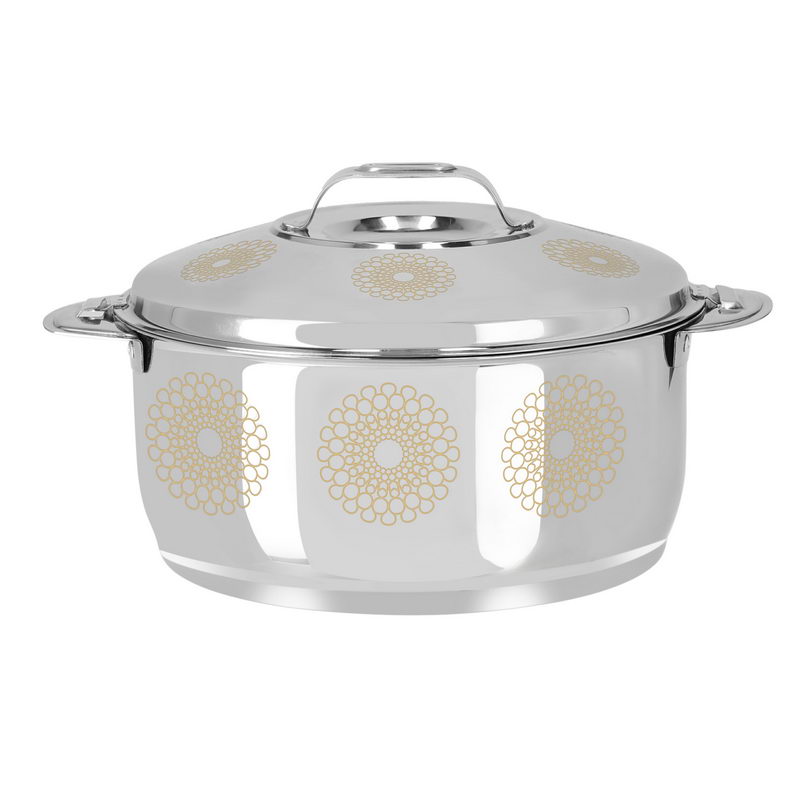Salwa Double Wall Stainless Steel Hot Pot 4000ML - Portable Extra Deep Hot Pot | Serving Dishes with Lids | Twist Lock | Hot Food Storage & Warmers Pots| Storage Saver for Everyday Use