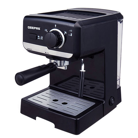 Geepas GCM6108 1.5L Cappuccino Maker 1140W - 15 Bar Power Brewing Pump, Dual Stainless Steel Filters, Aluminium Alloy Boiler, Overheat & Over Pressure Protected, Indicator On\Off Lights | 2 Years Warr