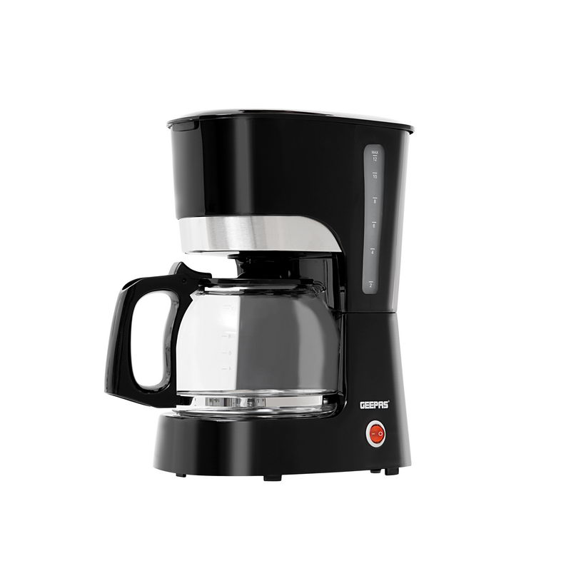 Geepas GCM6103 1.5L Filter Coffee Machine - 1000W Coffee Maker for Instant Coffee Espresso Macchiato - Anti-Drip Function, On/Off Switch with Light Indicator - High Temperature Glass Carafe | 2 Years 