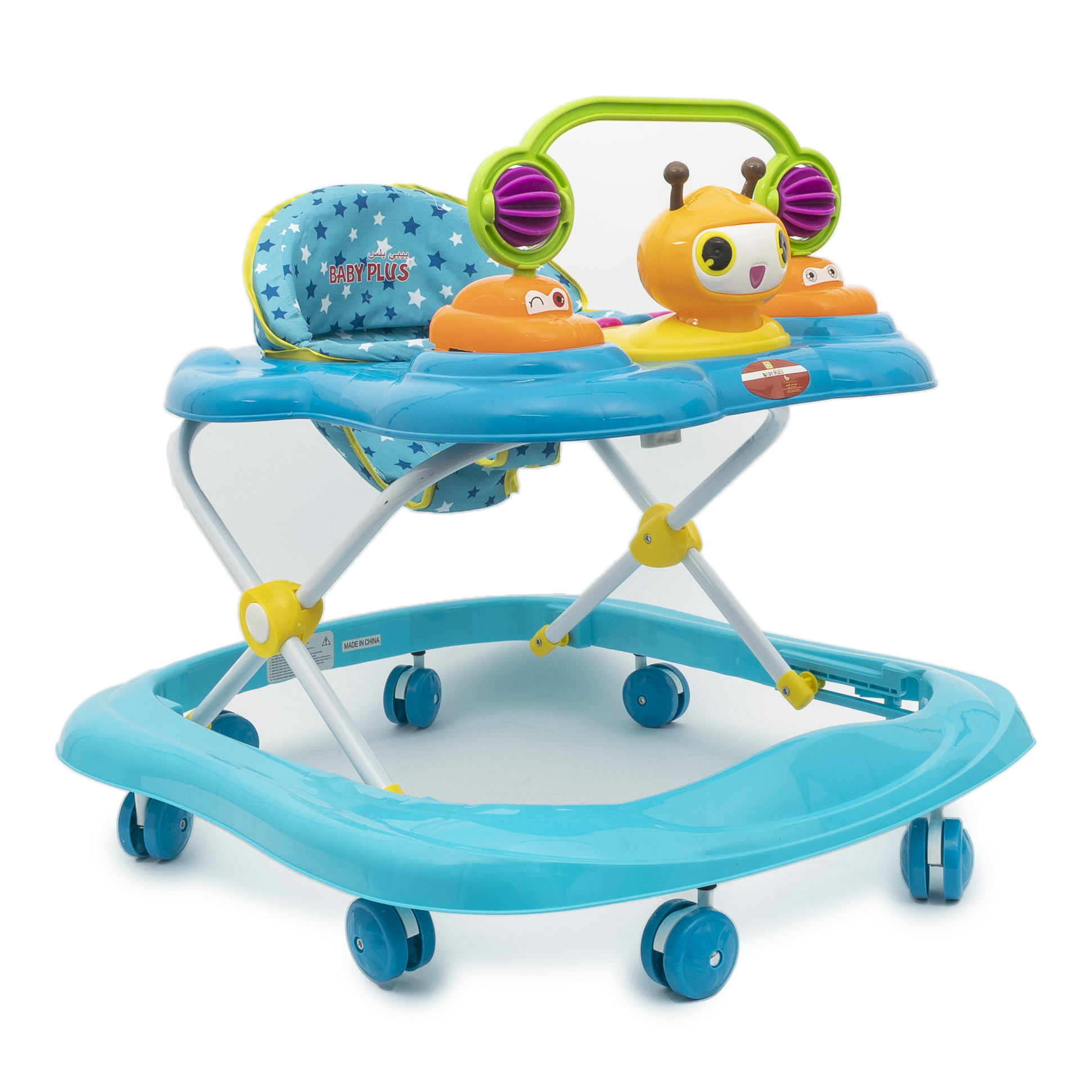 Baby Plus Foldable Plastic Baby Walker  Bluegreenorange 