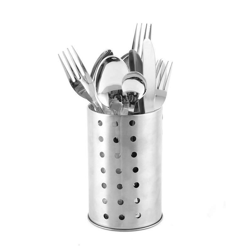 24Pcs Sigma Border Cutlery with Holder - Stainless Steel Kitchen Utensil Holder Cutlery Drainer - Cutlery Holder, Drying Rack -Utensils Chopsticks Spoons, Knife and Fork Holder