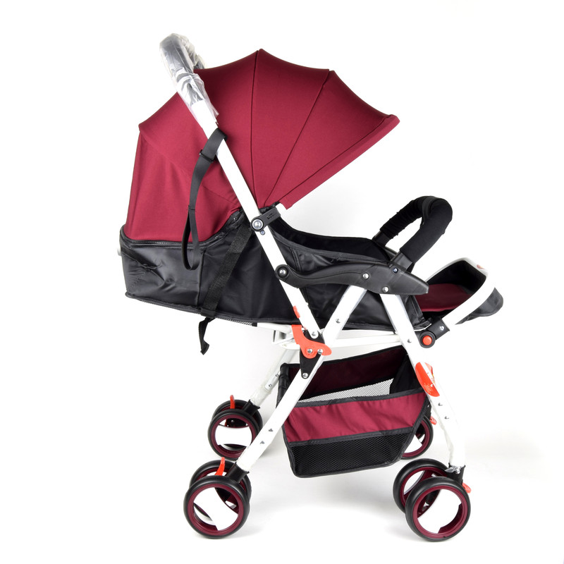 Baby Plus Bp8482 Wine & Red Stroller Cum Pram, 0-36 M