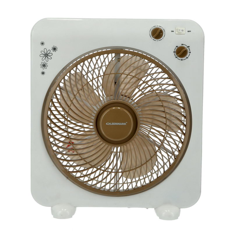 Box Fan, 12 Inch - 3 Speed Setting - 5 Leaf Strong Blade - Timer Function - Overheat Protection - Powerful 45W Motor - Safety Grill - Home/Office Use