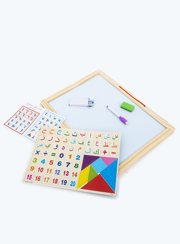 Day N Day-KIDS EDUCATIONAL BOARD AND PUZZLE NUMBERS, Double-Sided Whiteboard & Chalkboard Standing Easel with Bonus Magnetics, Numbers and Other Accessories for Kids and Toddlers