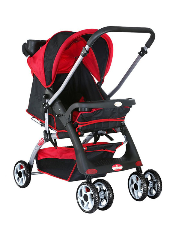 Baby Plus Baby Single Stroller  Red Black Silver 