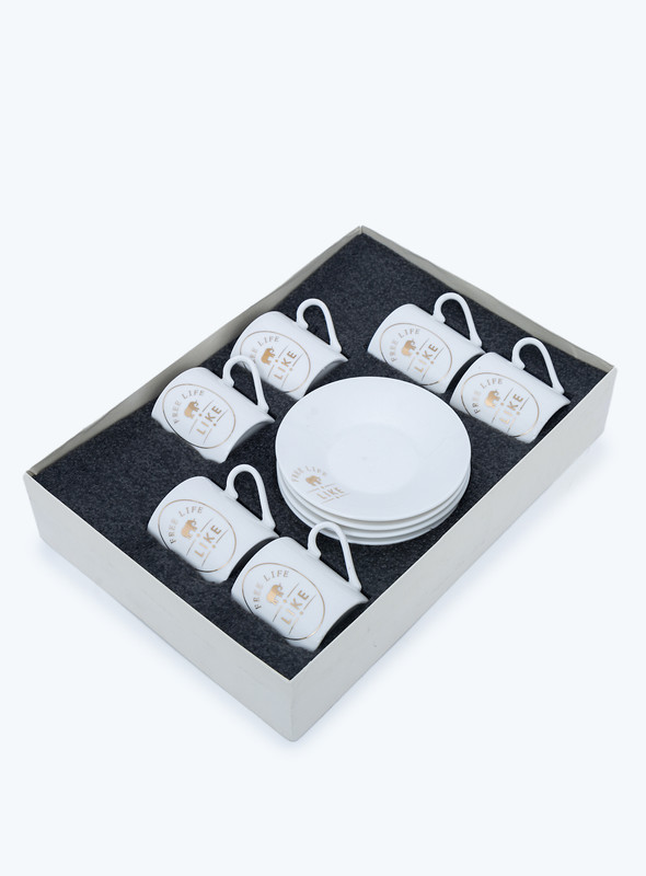 DAY N DAY  ceramic coffee cup saucer set with gold plate and flower cup with cover and spoon water cup gift box coffee