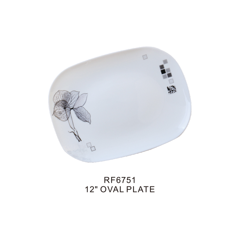 12" Floral Square Oval Plate - Pasta Plate Durable Material | Plate with Playful Classic decoration | Microwave & Dishwasher Safe| Ideal for Rice, Snacks, Desserts, Ice Cream & More