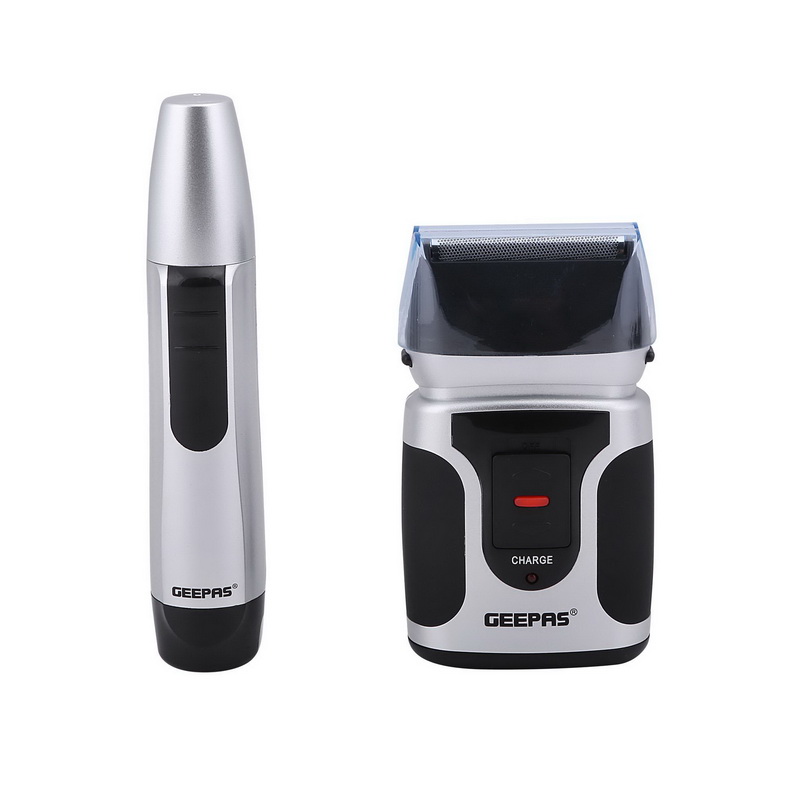 Geepas 2-in-1 Men's Shaver with Nose Trimmer - Mini Travel Rechargeable Precision Foil Shaver with Precision Sideburns Trimmer - Portable Waterproof Shaver - Nostril Nasal Hair Painless Clipper