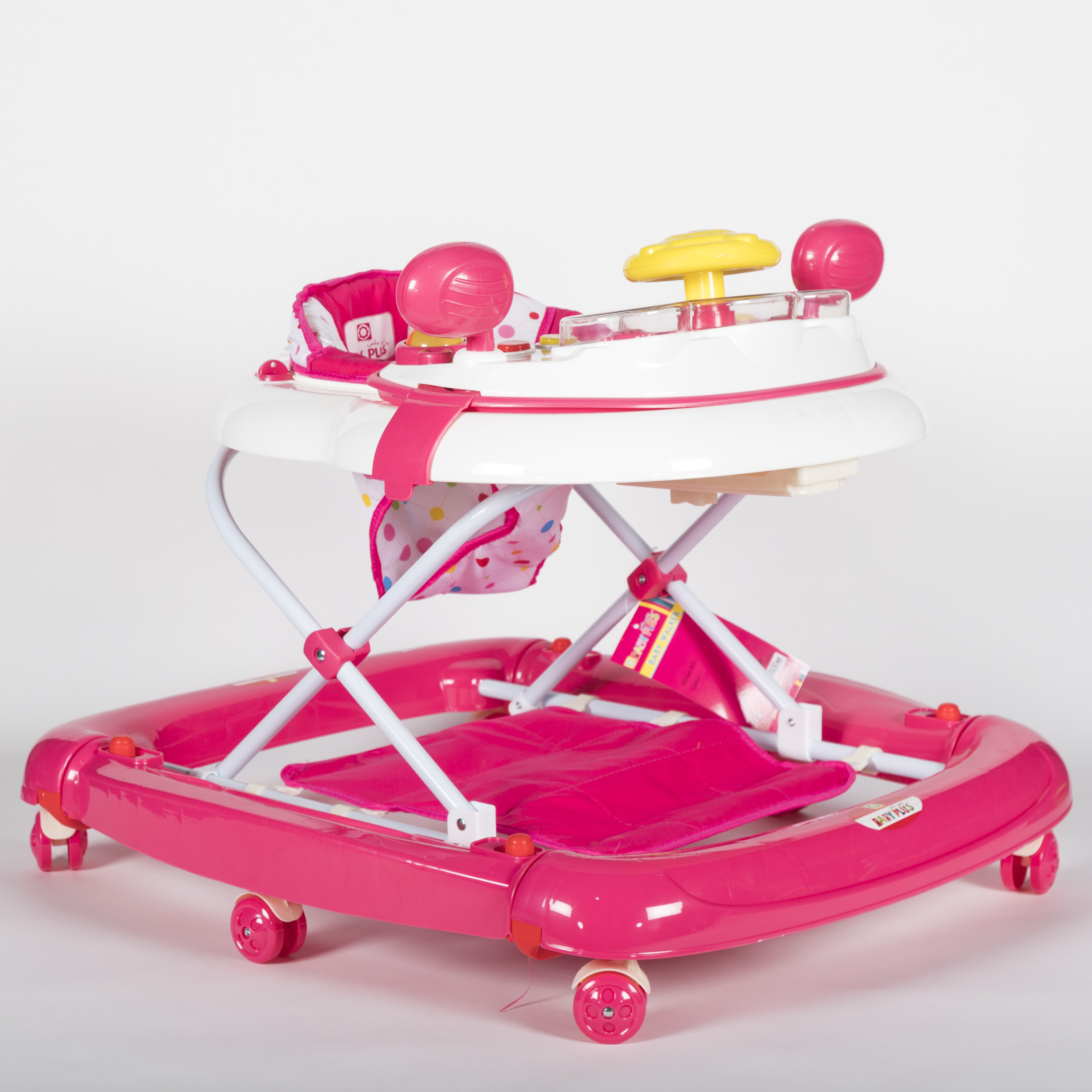 Baby Plus Comfortable Baby Walker With Musical Toys  Pinkwhite 