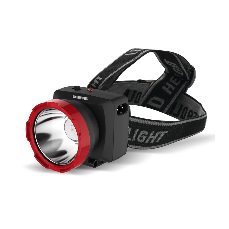 Geepas GHL5574 Rechargeable LED Head Torch - Super Bright Led 3W, Rechargeable Battery 900mAh | Perfect to Multiple Use Like Construction Site, Campaigning, Hiking, Climbing & More | 2 Years Warranty