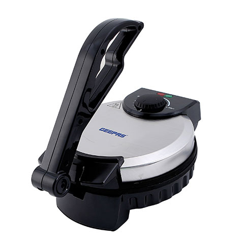 Geepas GCM5429 900W 8" Chapathi Maker - Non-stick Coating with Steel Housing & Thermostat Control | Cool Touch Handle with Indicator Lights | Ideal for Making Homemade Breads Chapathi Roti | 2 Years W