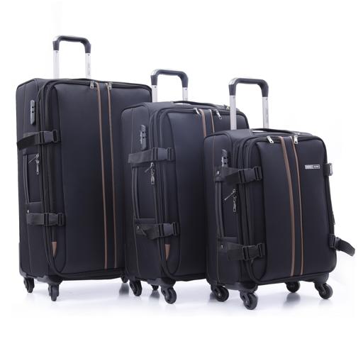 Parajohn PJTR3040 3 Pcs Trolley Luggage Set, Black