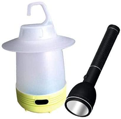 Rechargeable LED Emergency Lantern & Flashlight, 2 In 1 - 4W high power LED - 3.7V 2000mAh Battery - 15mtrs Flashing - Overcharge & Discharge Protection - Universal Charging Option