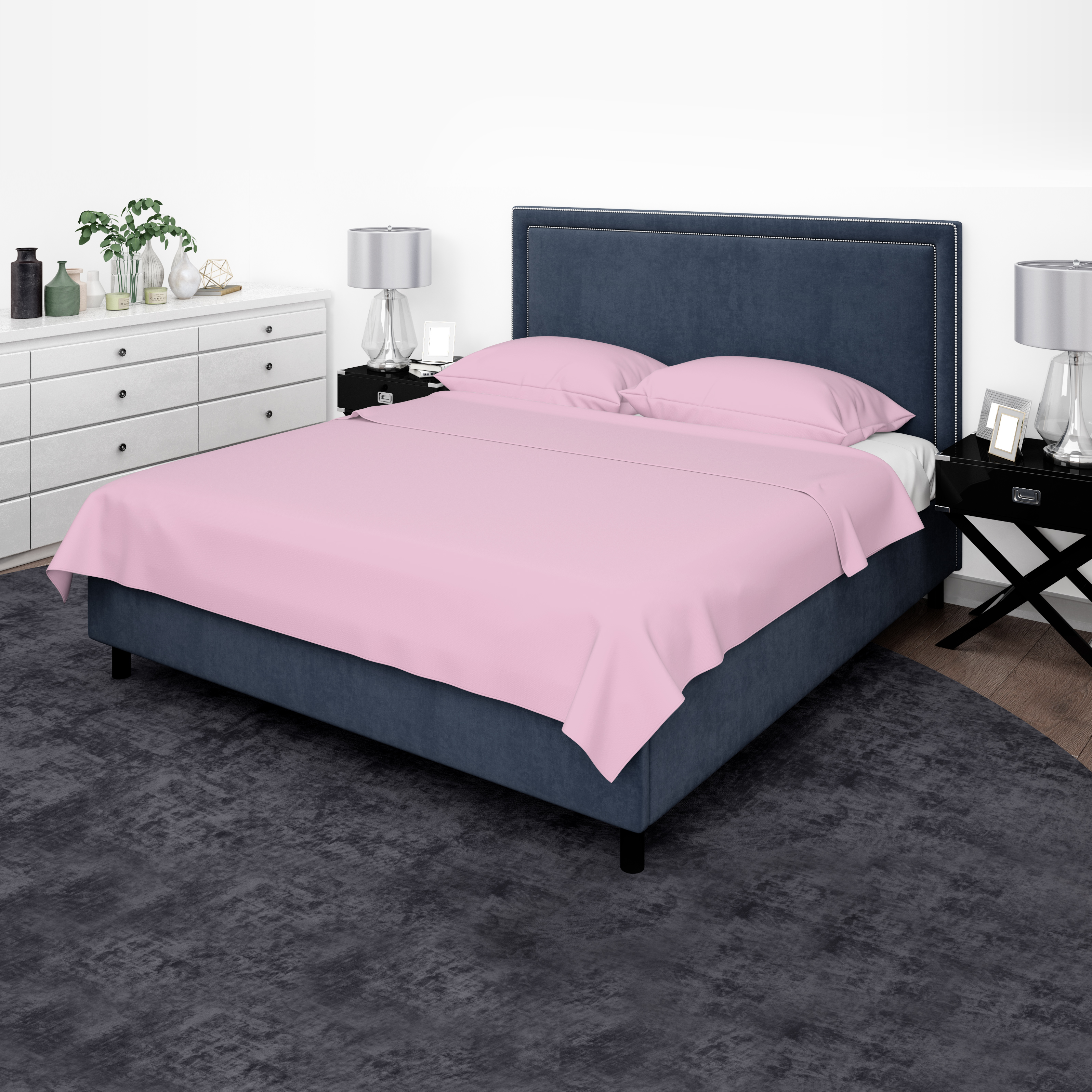 PARRY LIFE Double flat Sheet 3 PIECES -90GSM MICRO FIBER - Machine Washable Breathable Fabric- Elastic Corners - Wrinkle and Fade Resistant - (200X240)