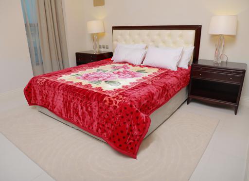 Parrylife Emarati Floral Red Double 2 Ply Embossed Blanket 200*240 Cm,Soft And Warm