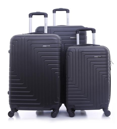 Parajohn PJTR3077 ABS Hard Trolley Luggage Set, Black