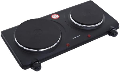 2500W Double Burner Electric Hot Plate for Flexible Precise Table Top Cooking - Cast Iron Heating Plate - Portable Electric Hob with Temperature Control for Home, Camping & Caravan Cooking