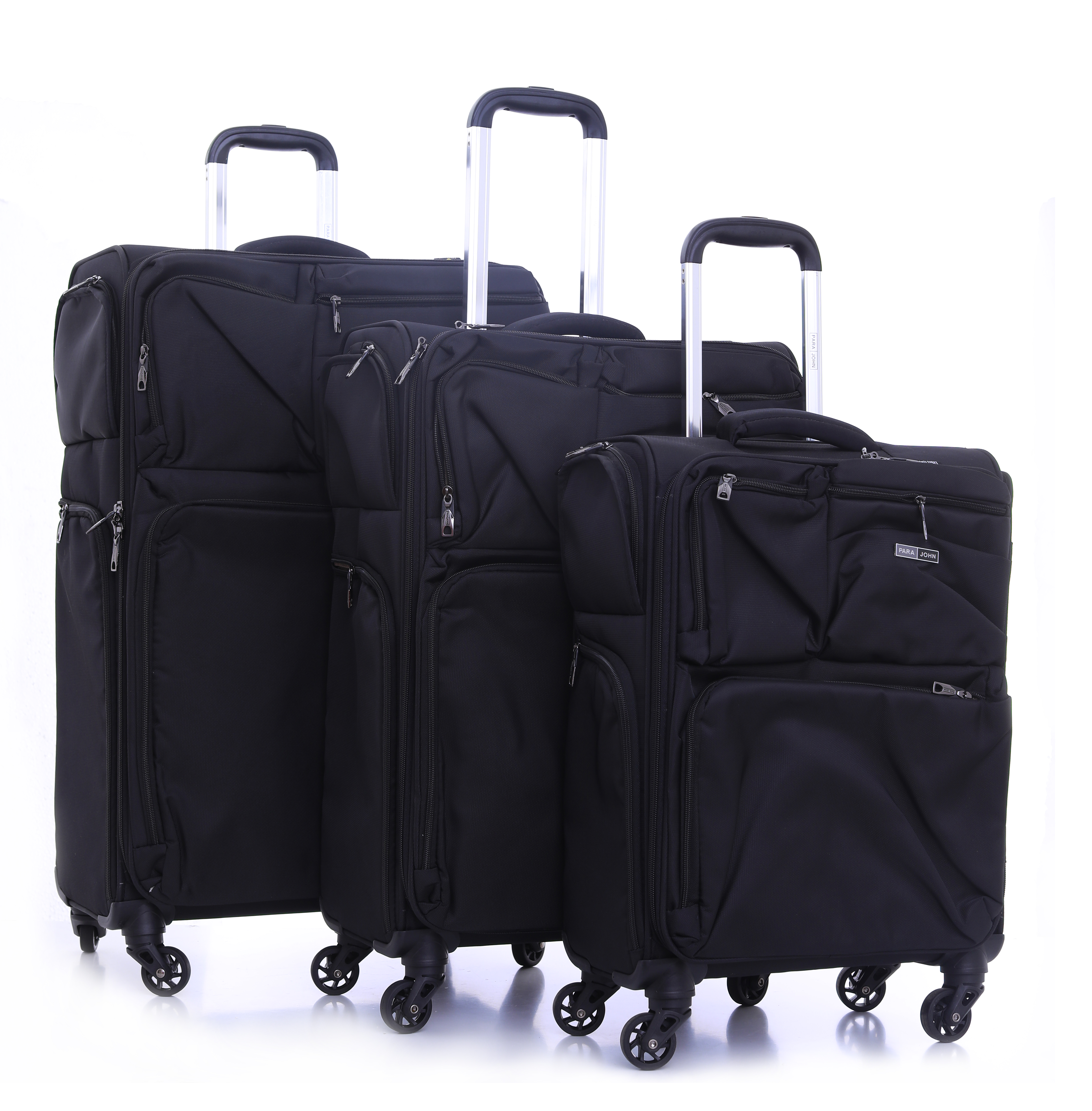 Parajohn Travel Luggage Suitcase Set of 3 - Trolley Bag, Carry On Hand Cabin Luggage Bag - Lightweight Travel Bags with 360 Durable 4 Spinner Wheels - Hard Shell Luggage Spinner (20'', 24'', 28'')Blac