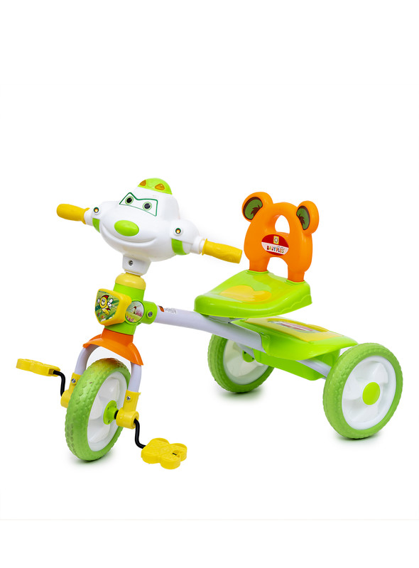 Baby plus INFANS Kids Tricycle Rider with Adjustable Seat, Storage Basket, Premium Quiet Wheels, Non-Slip Handle 