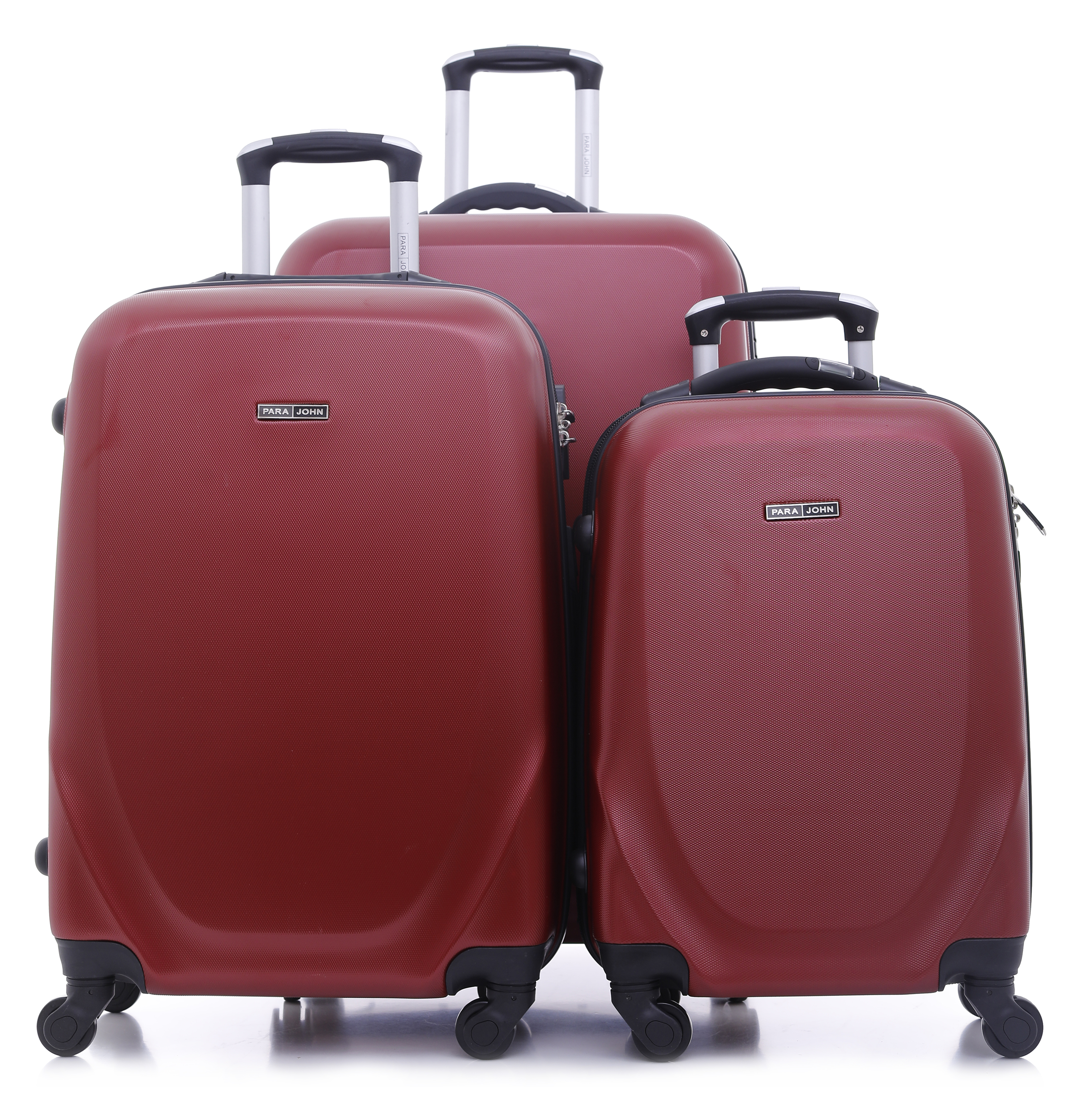 Parajohn 3 Pcs Travel Luggage Suitcase - Trolley Bag, Carry On Hand Cabin Luggage Bag - Lightweight Travel Bags, 360 4 Spinner Wheels - ABS Hard Shell Luggage (20'' 24'' 28'') - 2 Years Warranty-RED