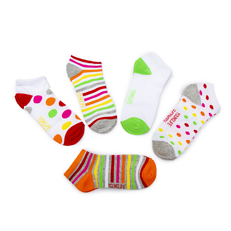 Younglife 5Pair Non-skid Ankle Socks Assorted colour Free Size For Ladies