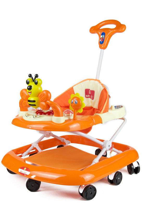 Baby Plus Antirollover Baby Walker With Push Handle Bar 