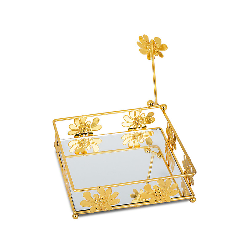 Home Deccore Golden Gift Item|Golden Flower With Mirror