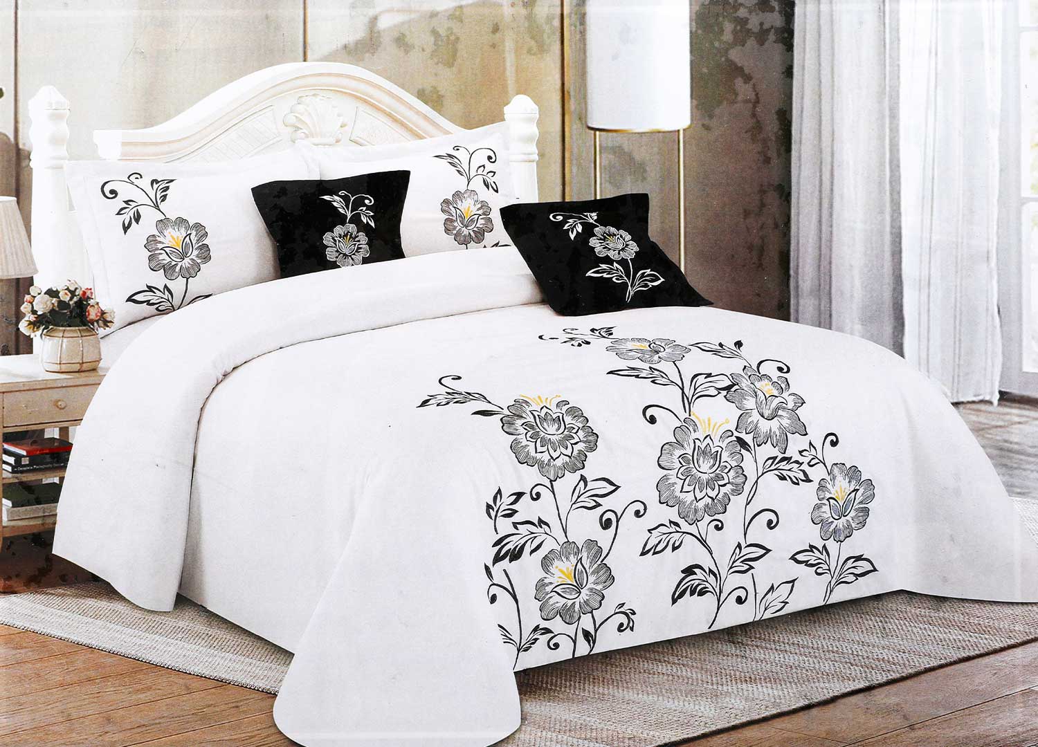 PARRY LIFE Comforter Set, 8 Pc - Flat Sheet, Comforter, 2 Pillow cases and 2 Cushion 2 Cushion Shams - Super Soft Fluffy Warm Comforter Set - Polyster Blanket, Throws for Sofa Fluffy Blanket Bed