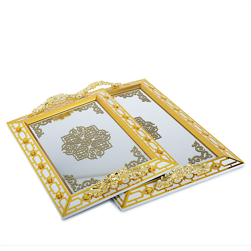 Home Deccore Golden Gift 2PC Tray Set