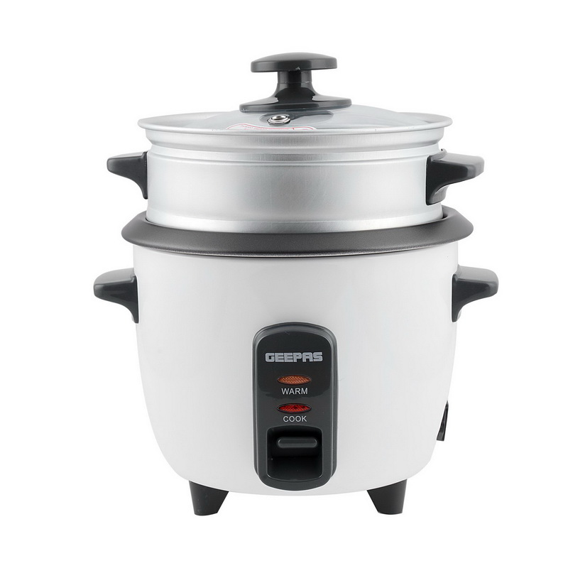 Geepas GRC4324 0.6L Rice Cooker with Steamer | 350W | Non-Stick Inner Pot, Automatic Cooking, Easy Cleaning, High-Temperature Protection - Make Rice & Steam Healthy Food & Vegetables | 2 Year Warranty