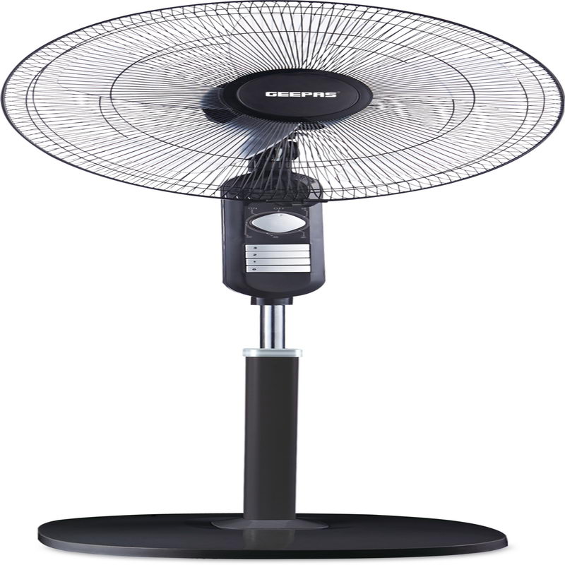 Geepas GF9605 18-inch 3 Speed Stand Fan - Piano Switch 3 Speed, 5 Leaf Blade, Adjustable Height & Tilt Setting With Overheat Protection | Wide Oscillation | 2 Years Warranty (Black)
