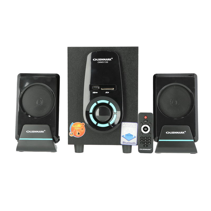 High Power 2.1 Professional Speaker - Multimedia Speaker System with Subwoofer - USB/SD/FM/BT - LED Display Speakers for Computers, Laptop, TV, Tablet, Music Player - Remote Controller