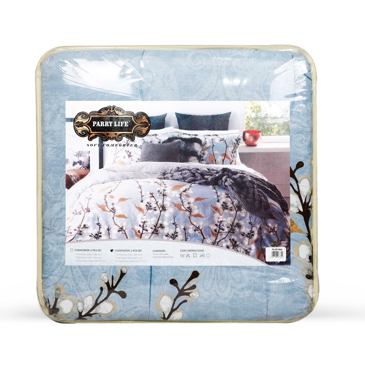 PARRY LIFE Comforter Set, 3 Pc - Flat Sheet, Comforter, 1 Pillow cases - Super Soft Fluffy Warm Comforter Set - Polyster Blanket, Throws for Sofa Fluffy Blanket Bed