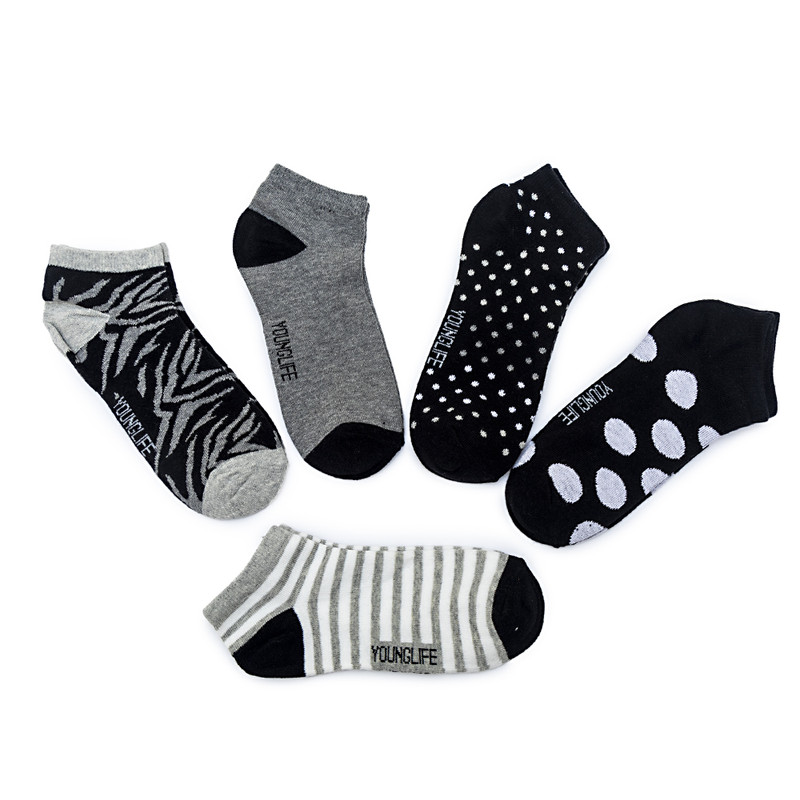 Younglife 5Pair Non-skid Ankle Socks Assorted colour Free Size For Ladies