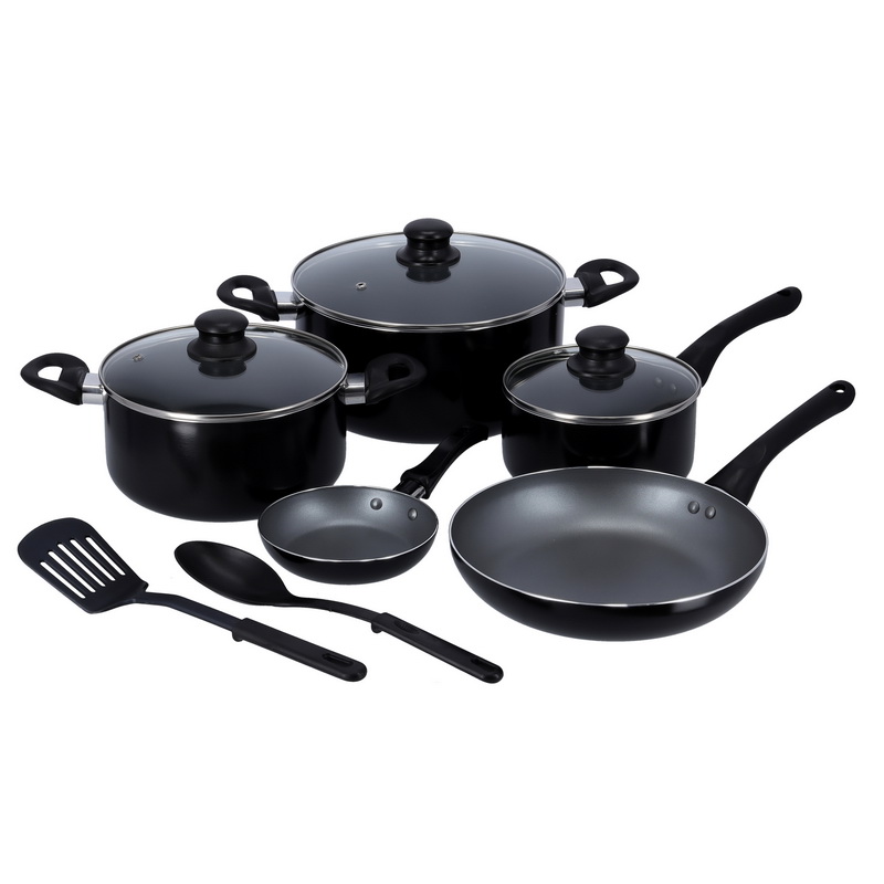 Delcasa DC1843 10-Pieces Non-Stick Cookware Set - Scratch Resistant, Tempered Glass Lids, 2.0MM Body Thickness, Bakelite Knobs, and CD Bottom | Comfortable Handle | Multiple Hob Compatibility 